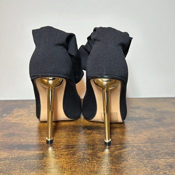 Black and Gold Ankle Sock Boots - Picture 6 of 9